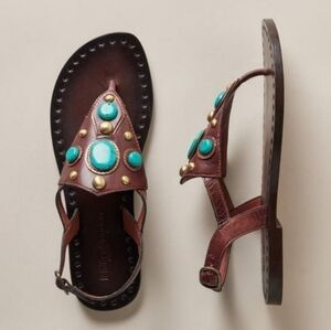 Laidback London Turquoise Gladiator Sandals Handmade